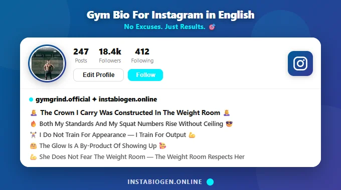 Gym Bio For Instagram in English